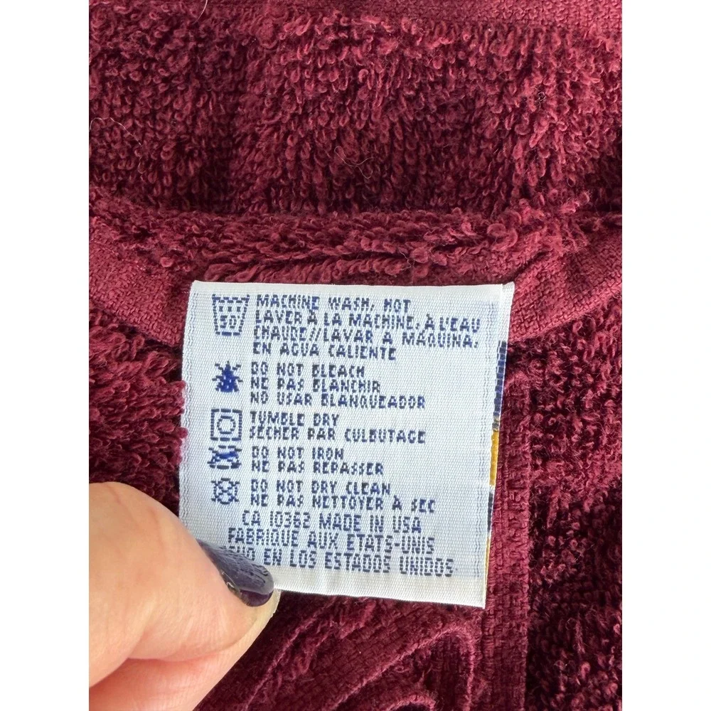 Vintage Fieldcrest Royal Velvet Bath Towels Burgundy Maroon Cotton Set of 2 USA